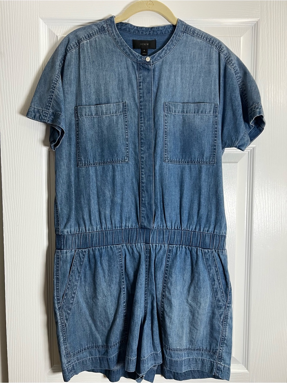 J. Crew Blue Denim Short One-Piece Romper